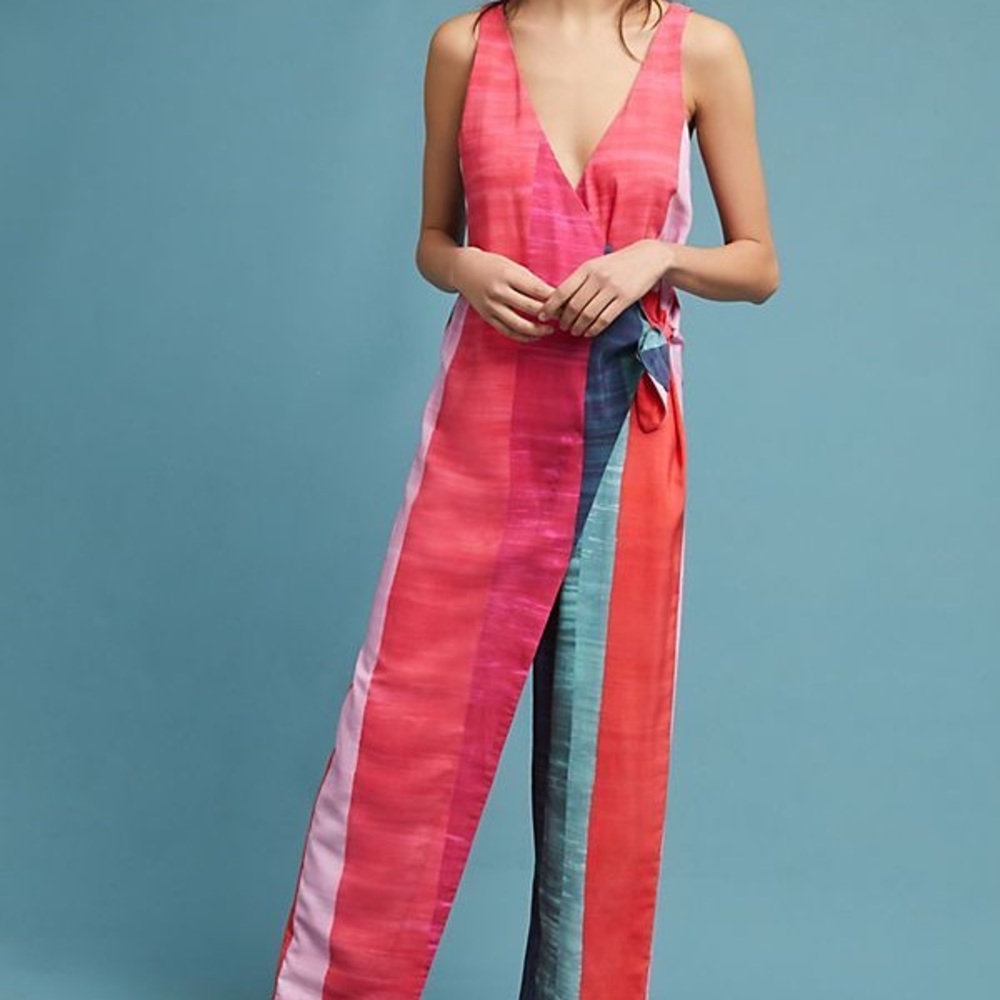 Mara Hoffman Pink Striped Meryl Jumpsuit.